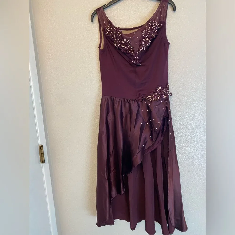 WEISSMAN Dance burgundy purple Costume dress Chasing Cars 13094 solo MA adult